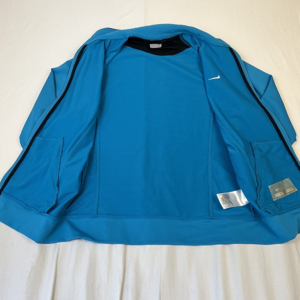 Nike Womens Track Jacket Cyan Blue Full Zip Raglan Sleeve Mock Neck Medium - Picture 5 of 9
